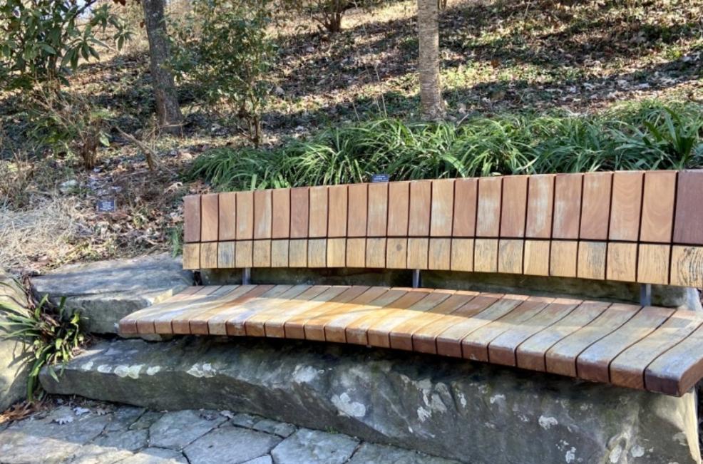 Reflective bench at Duke Cancer Institute