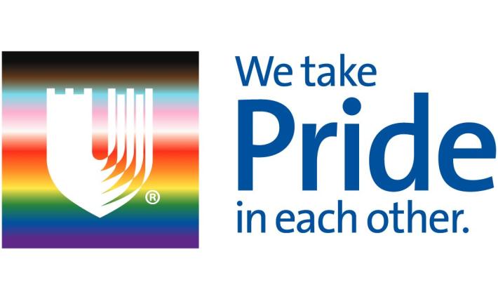 Duke Health logo with Pride flag colors 