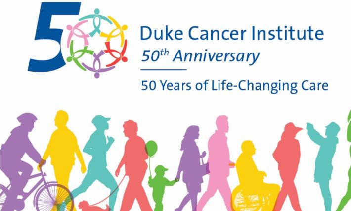 graphic of Duke Cancer Institute 50th Anniversary "50 Years of Life-changing Care"