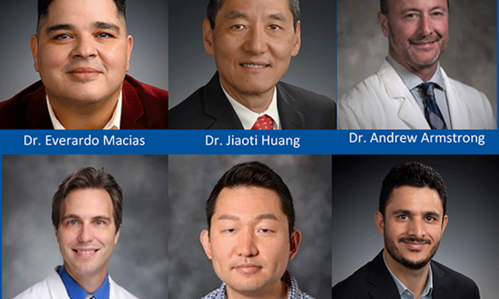 Top row, left to right: Dr. Everardo Macias, Dr. Jiaoti Huang, Dr. Andrew Armstrong. Bottom row, left to right: Dr. Zachary Hartman, Dr. Sungyong You, Dr. Umar Mehraj