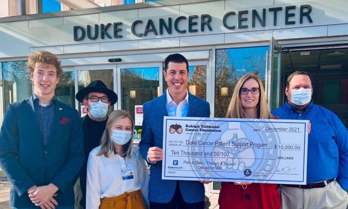 Testicular cancer survivor Matt Cross, made a pledge to Duke Cancer Patient Support Program.