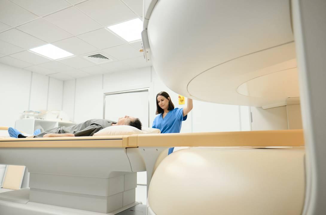 Patient undergoing radiation treatment