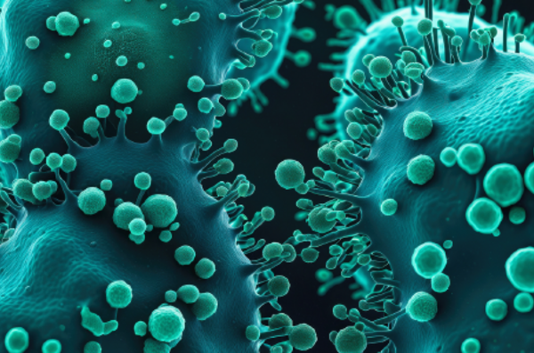 Cancer malignant cells - 3d rendered image, abstract enhanced scanning electron micrograph (SEM) of cancer malignant cells.