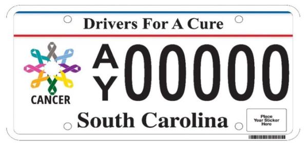 South Carolina "Drivers for a Cure" license plate