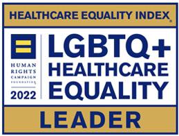 A box reads "Healthcare Equality Index", LGBTQ+ Healthcare Equality, Leader