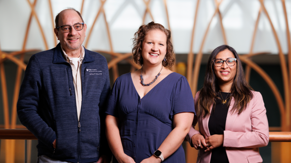 Jeffrey Marks, PhD, Joseph W. and Dorothy W. Beard Distinguished Professor of Experimental Surgery, Erika Crosby, PhD, assistant professor in surgery, and Afreen Shariff, MBBS, associate professor of medicine.
