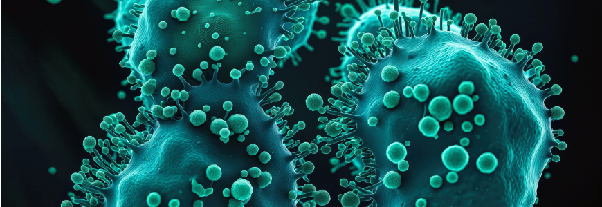 Cancer malignant cells - 3d rendered image, abstract enhanced scanning electron micrograph (SEM) of cancer malignant cells.