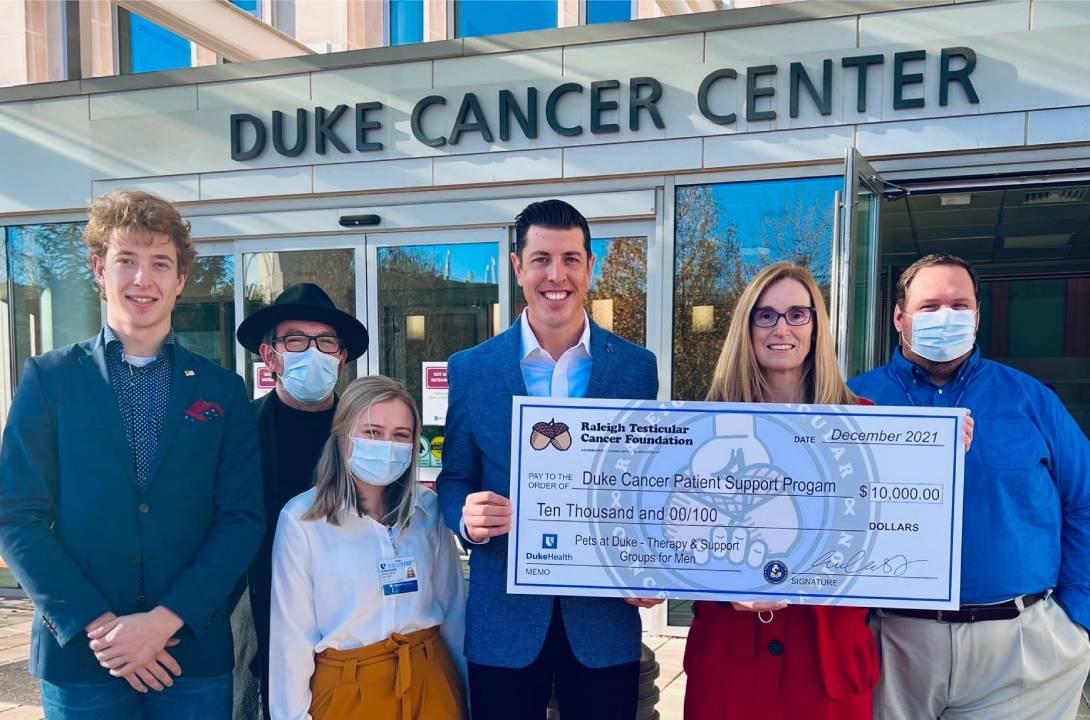 Testicular cancer survivor Matt Cross, made a pledge to Duke Cancer Patient Support Program.